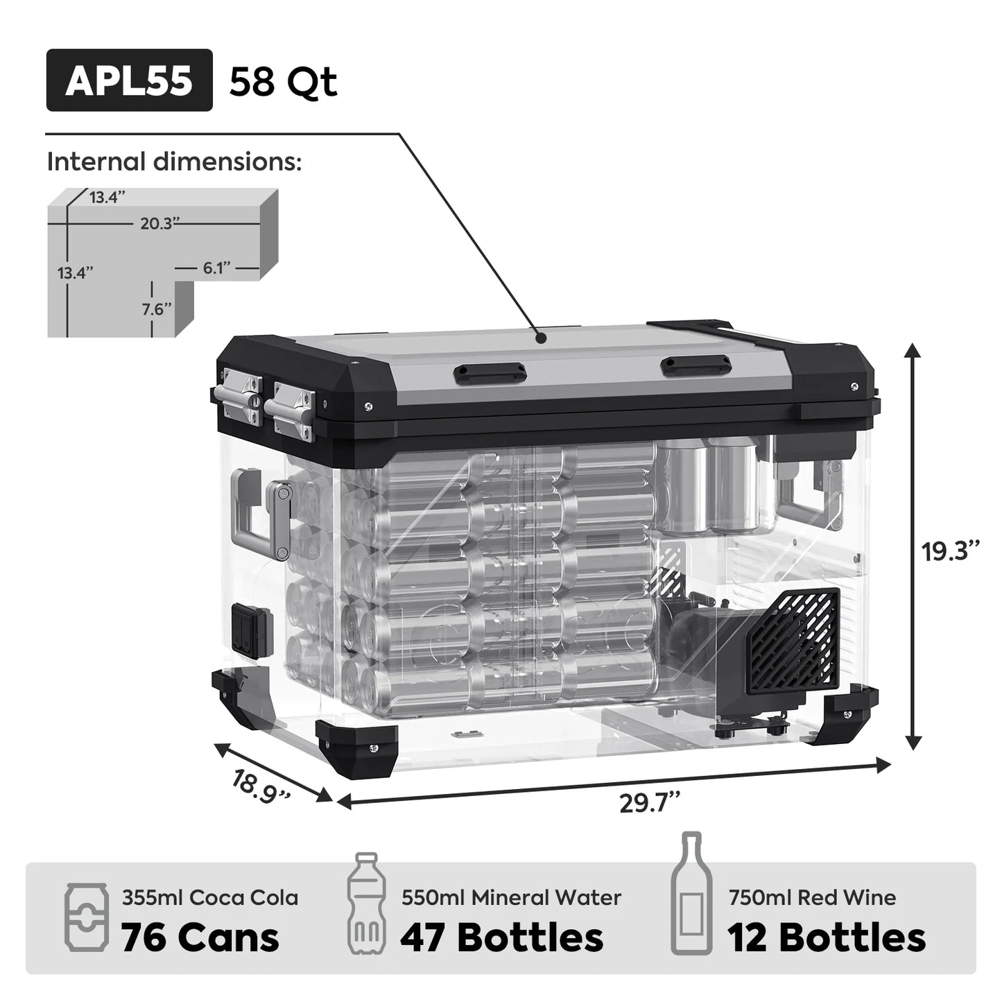 APL55-Silver Dual Zone 12 Volt Fridge