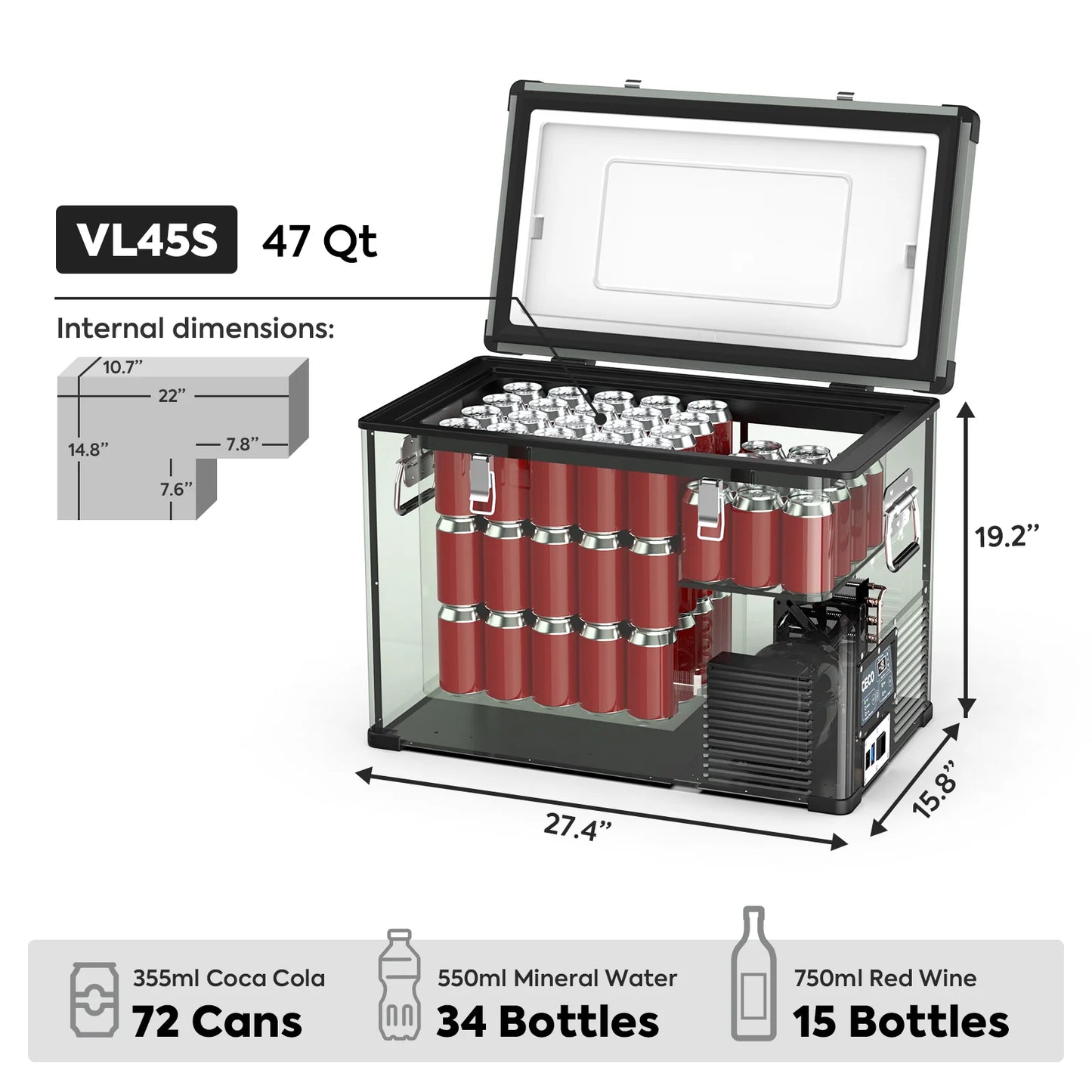 47.5QT VL45 Portable Fridge Single Zone Freezer
