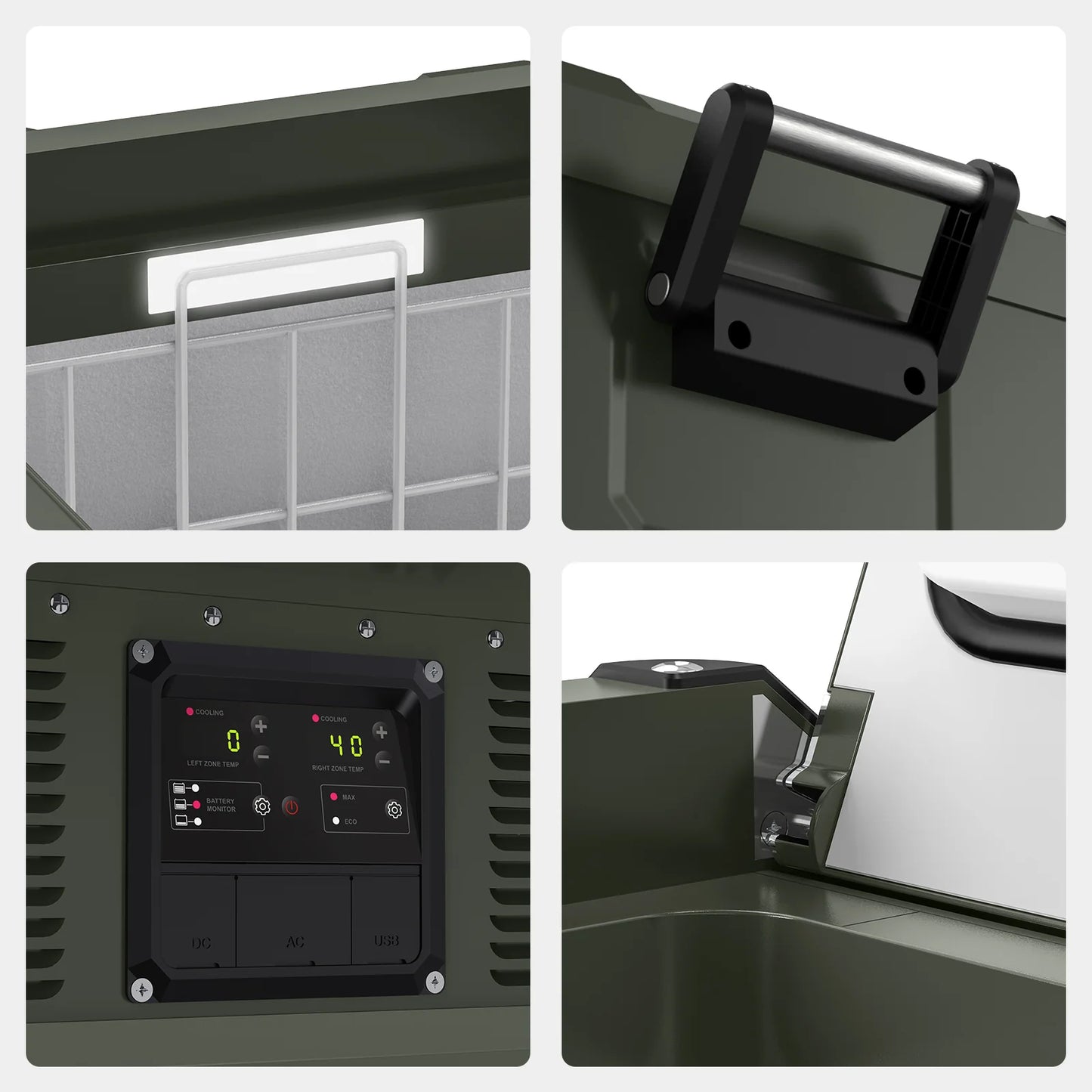 79.2QT VL75ProD Olive 12V Heavy Duty Metal Fridge Freezer