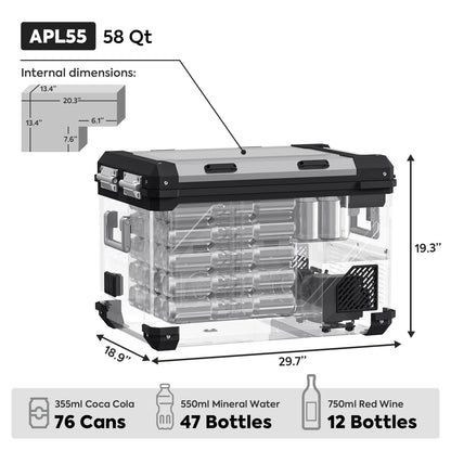 APL55-Silver Dual Zone 12 Volt Fridge
